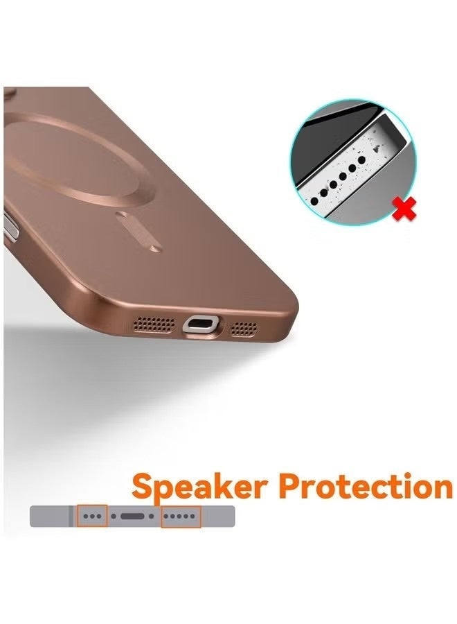 iPhone 16 Pro Max Case With MagSafe, Strong Magnet, [Shockproof Thin Cover] Full Camera Lens Protector, Plating Glossy Yellowing Resistant Shockproof Soft Protective Case Cover, Anti Scratch & Fingerprint, Desert Gold Brown - Image 4